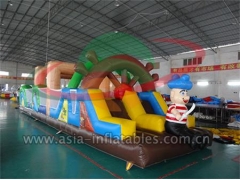 Cartoon Moonwalk Inflatable Obstacle Course Games In Pirate Theme