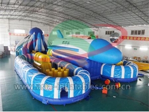 Inflatable Fun City, Outdoor Adult Inflatable Air Plane Playground Obstacle Course For Sale